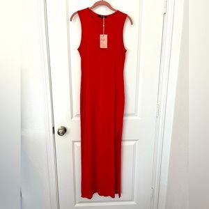 Quince Red Tencel Jersey Tank Maxi Dress in Size Medium NWT